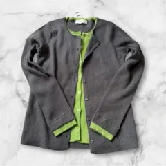 hellam レイヤード配色ニットカーディガン