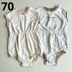 70 ロンパース 2枚 まとめ売り ノースリーブ サンリオ デビロック 美品