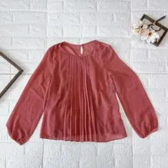 ketty フロントプリーツ長袖ブラウス ピンク 上品 きれいめのサムネイル