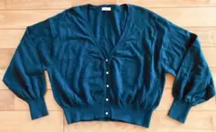 アースミュージック ブルーグリーン Vネック カーディガン