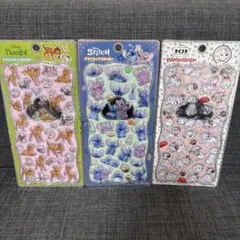 【3枚セット】ディズニー プチドロップステッカー バンビ スティッチ 101匹