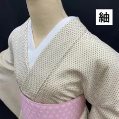 【売切値下げ】605mtf2◯紬 幾何学 十字 アイボリー　ベージュ◯やや難ありのサムネイル