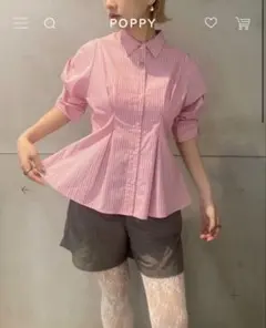 POPPY CANDY PUFF STRIPE SHIRT 綿100%