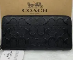 新品未使用:COACH ウォレット 長財布 シグネチャーエンボス ブラック