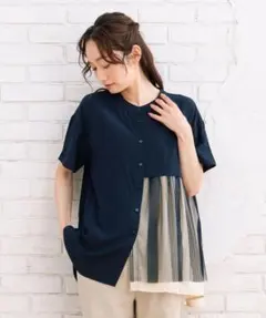 FONTLAB ストライプアシメチュールコンビシャツのサムネイル