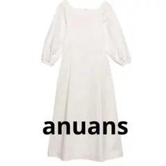 anuans アニュアンス　スクエアネックボリュームスリーブワンピース