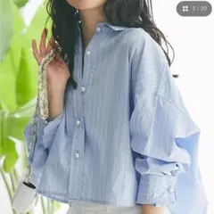 [美品] COHINA バックスリット シアー ストライプ シャツ 美品] COHINA バックスリット シアー ストライプ シャツ - メルカリ