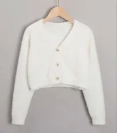 【新品未使用】もちもちショートカーディガン ホワイト シンプル 綺麗 美品②