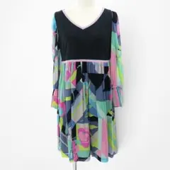 美品/Lサイズ◇ LEONARD【カンカン素材/トリム◇ロング ワンピース】花