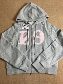 韓国 ILLIGO グレー フード付きパーカー ピンク数字29.S.M.L.7