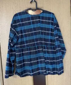 l'atelier du savon くるくるチェック刺繍　ブラウス