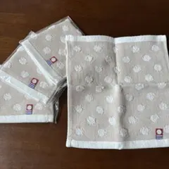 【新品】今治ドット模様 ベージュタオルハンカチ 4枚セット