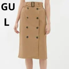 美品 GU Lサイズ ベージュ トレンチナローミディスカート トレンチスカート