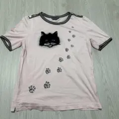 伊太利屋 猫モチーフ 半袖Tシャツ ピンクのサムネイル