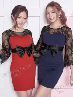 ♡セクシーレース×cuteなウエストリボン♡キャバドレス人気完売!!