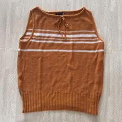 ROPE PICNIC ノースリーブ ニット オレンジ ボーダー Mのサムネイル