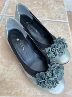 DIANA フラワー装飾フラットシューズ　パンプス　23㎝　ダイアナ