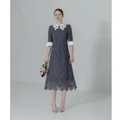 花柄レースカラースパンコールAラインドレス　leja レジャ