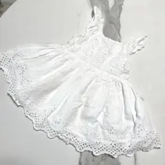 【美品】babyGAP❤️ホワイト刺繍コットンアイレットワンピース 90cm