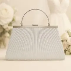 2way シルバープリーツデザイン パーティーバッグ　キラキラ　結婚式　二次会