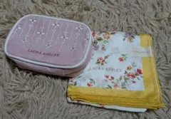LAURA ASHLEY ピンクポーチとハンカチセット