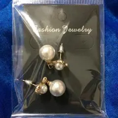 ピアス パール ダブル かわいい 金属アレルギー対応