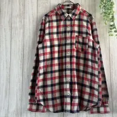 最終値下げ！【L】タータンチェック シャツ レッド ネイビー
