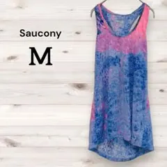 希少✨Saucony 【M】 タンクトップ ピンク/ブルー　リゾート