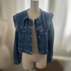 ZARA フリル襟デニムジャケット　S 美品