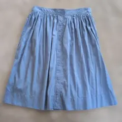 ZARA BASIC ライトブルー フレアスカート　ウエストゴム　サイズM