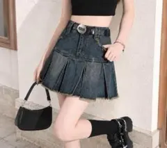デニム プリーツ ミニスカートのサムネイル