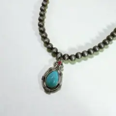 【大人気！】ターコイズ 燻 ネックレス 赤 インディアン ジュエリー ナバホ族