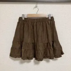 新品 RAY CASSIN ヒョウ柄 ティアードミニスカート ブラウン スエード