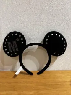 ミッキー耳カチューシャ 黒 スタッズ付き