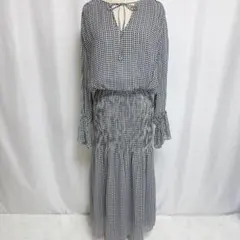 RIAM PLAGE ドット柄 ロングワンピース 36 日本製 キュプラ グレーのサムネイル