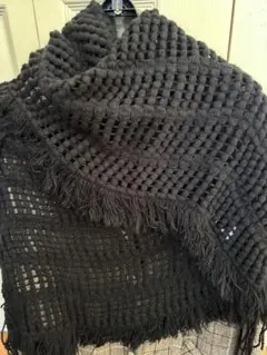 黒 アクリル ストール フリンジ付き　ショール