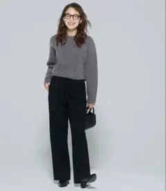 【値下】【新品】coca 縮絨ニットクロップド丈トップスSサイズ　ニット　グレー