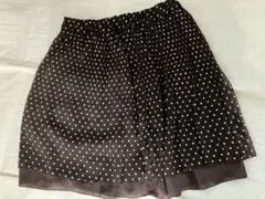フレアスカート 茶と白のドット柄 L