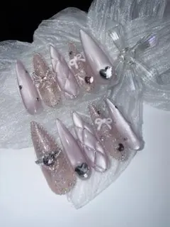 キッズネイル ピンクマグネット キルティングネイルチップ ギャルネイル