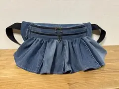 ハンドメイド　デニムリメイク　ウエストポーチ　ボディバッグ　フリル