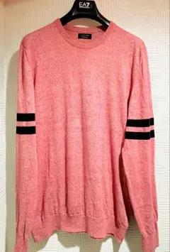 極美品ZARA MAN ピンク ストライプ ニットセーター　L〜XL