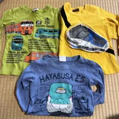 新幹線デザイン 長袖Tシャツ 3枚セット 100cm