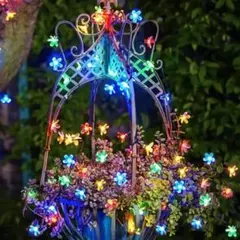 新品　ソーラーライト　フラワー　ストリングライト　お花　カラフル　ガーデン　防水