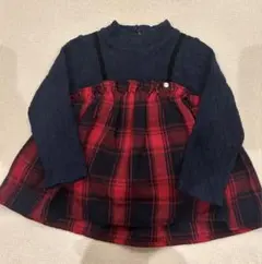 ネイビー/レッドチェック チュニック100cm