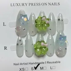 【ネイルチップ】　平成女児　ウイッシュコア　クローバー　星　水色