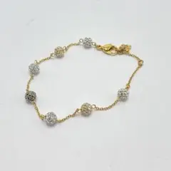 【美品】スワロフスキー ブレスレット ゴールド パヴェボール 6連 クリスタル