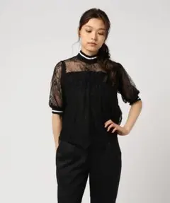 新品☆earthmusic＆ecology　ライン入りリブレースプルオーバー