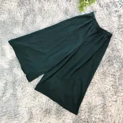 IMAGE【L】ゆったり感◎ ダークグリーン ガウチョパンツ ゴムウエスト 快適