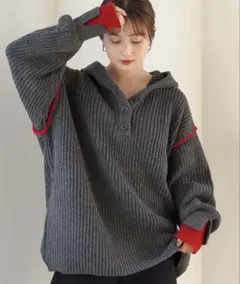 tiptop 【ZOZO限定アイテム】畦編配色レイヤードヘンリーパーカー