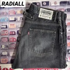 極上RADIALL USED加工ブラックデニムパンツルーズジーンズシンチバックのサムネイル